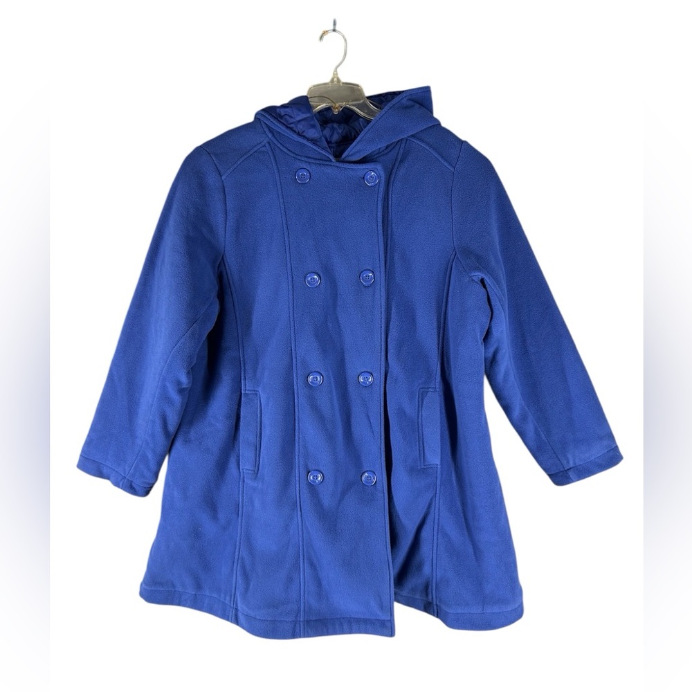 Woman Within Blue Hooded Pea Coat Fleece Quilt Lined 24W